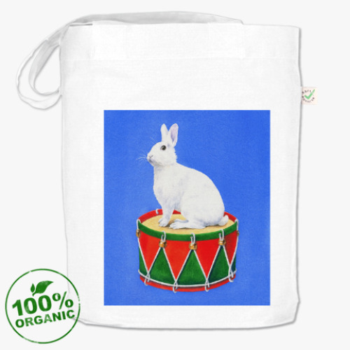 Сумка шоппер с принтом Заяц на барабане