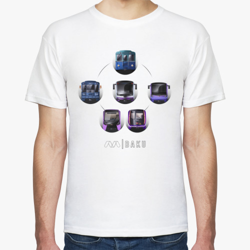 Футболка с принтом Вагоны Бакинского метро / Baku metro