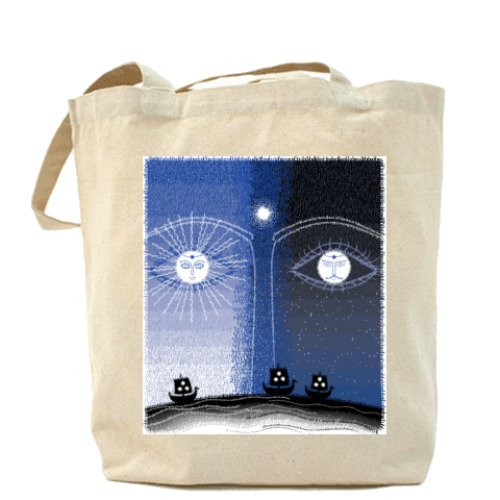 Сумка шоппер с принтом  Солнце и Луна