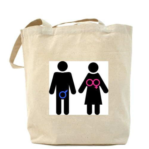 Сумка шоппер с принтом Мужчина и женщина