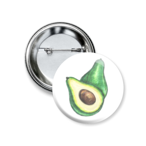 Значок 37мм с принтом Авокадо сочный и вкусный