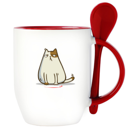 Кружка с ложкой с принтом Лазеркот — Пятничный Котик №37