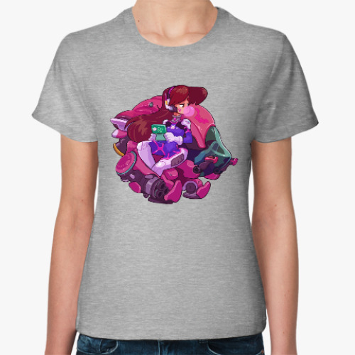 Женская футболка с принтом Overwatch - D.Va and MEKA
