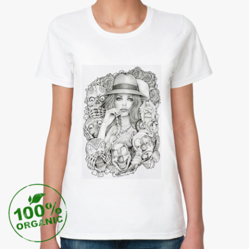 Женская футболка из органик-хлопка с принтом Old School Girl