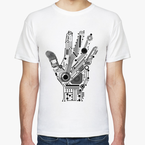 Футболка с принтом Рука инженера. Цифровой принт