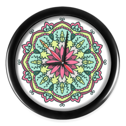Настенные часы с принтом Мандала