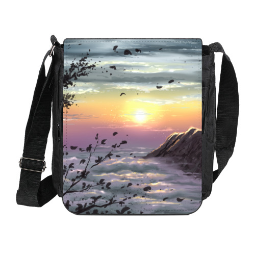 Сумка на плечо (мини-планшет) с принтом Пейзаж закат