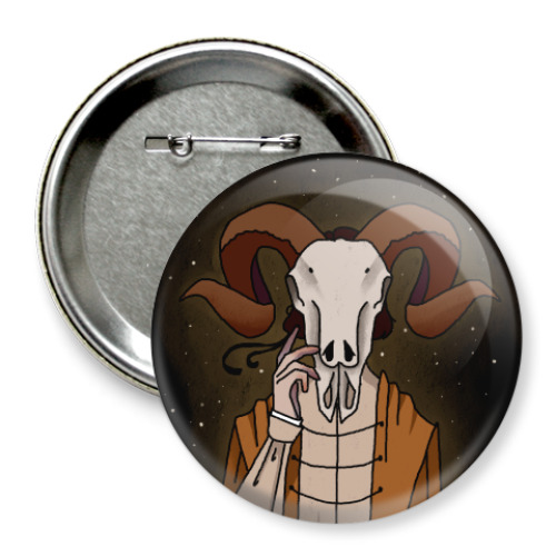 Значок 75мм с принтом Барашек