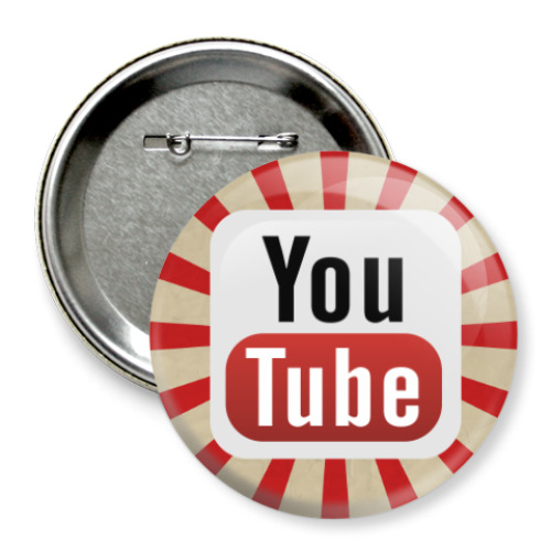 Значок 75мм с принтом YouTube