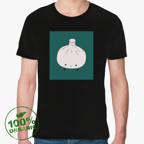 Футболка из органик-хлопка с принтом Улыбающийся грузинский хинкалик