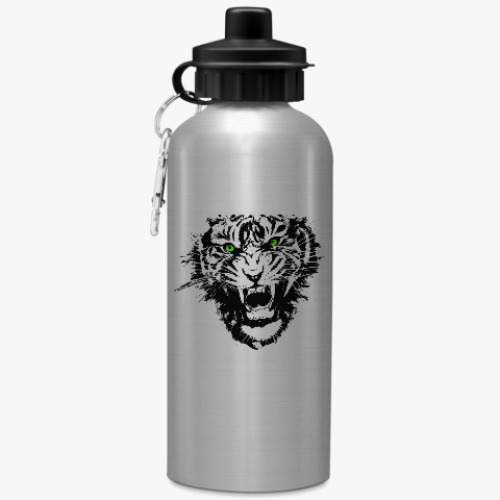 Бутылка с карабином (500 мл) с принтом ТИГРИНЫЙ ОСКАЛ