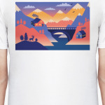 Дом, олень и горы