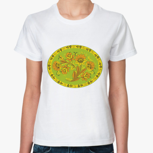 Классическая футболка с принтом Хохлома (овал)