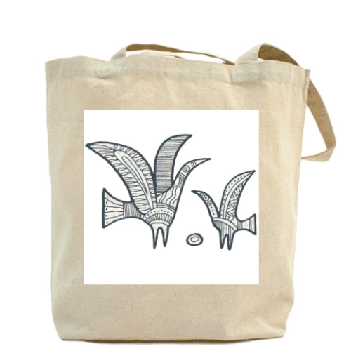 Сумка шоппер с принтом 'Птицы'