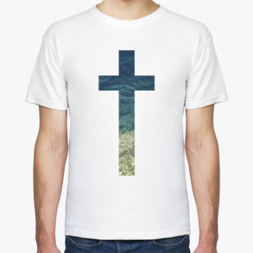 Футболка с принтом крест с текстурой 'бухта'