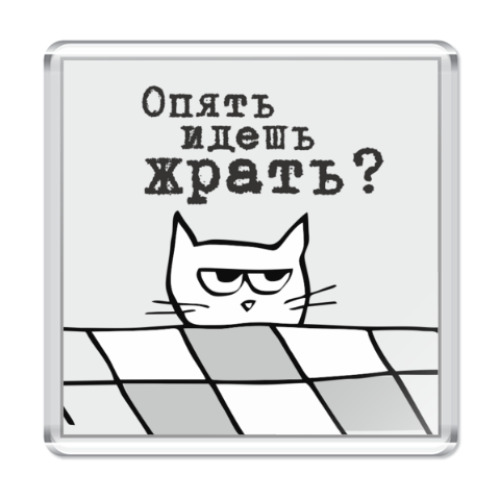 Магнит с принтом Опять идешь жрать? Злой кот