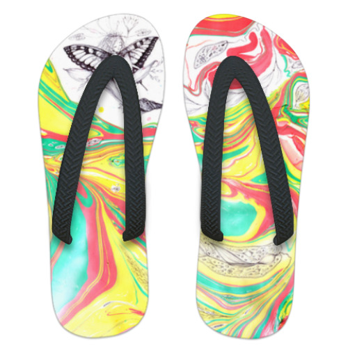 Шлепанцы (сланцы) с принтом Расцветение