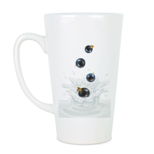 Чашка Латте с принтом Молоко с ягодой