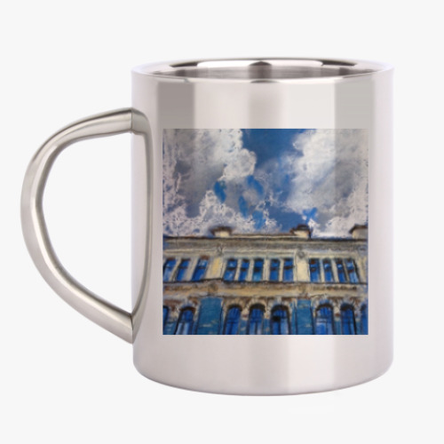 Кружка металлическая с принтом Синее небо, а в нем облака