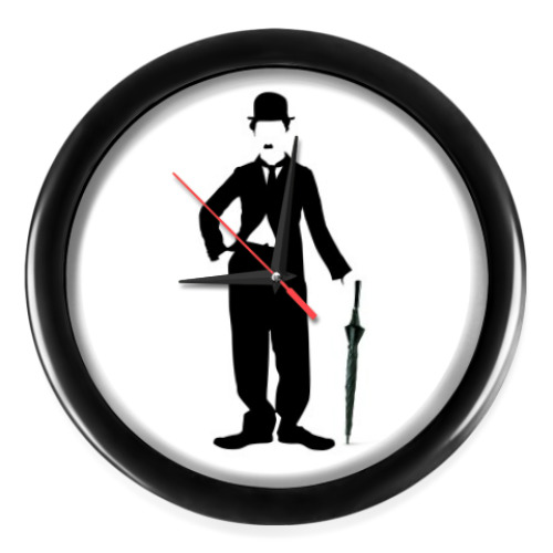 Настенные часы с принтом Чарли Чаплин