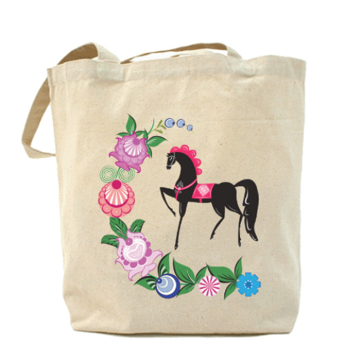 Сумка шоппер с принтом Городецкая роспись