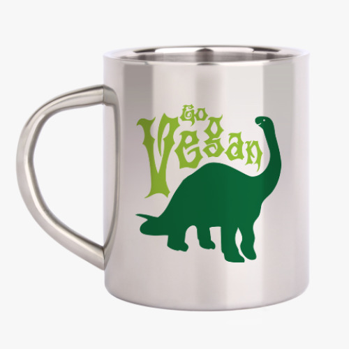 Кружка металлическая с принтом Go Vegan