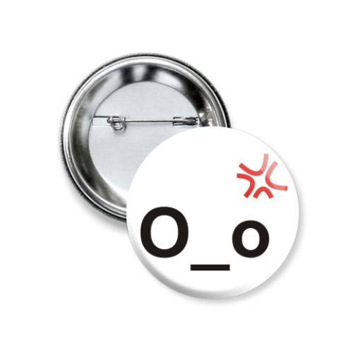 Значок 37мм с принтом Эмотикон О_о