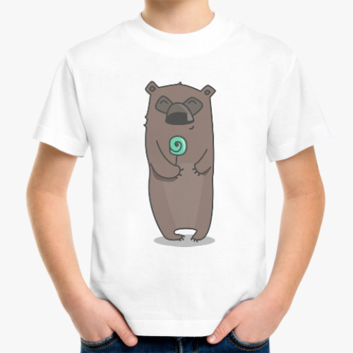 Детская футболка с принтом Мишка с конфетой