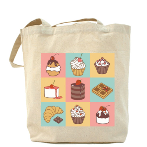 Сумка шоппер с принтом Сладости