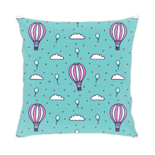Подушка с принтом Hot Air Balloon in the Clouds
