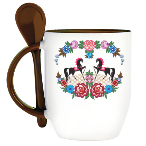 Кружка с ложкой с принтом Подарок крестной