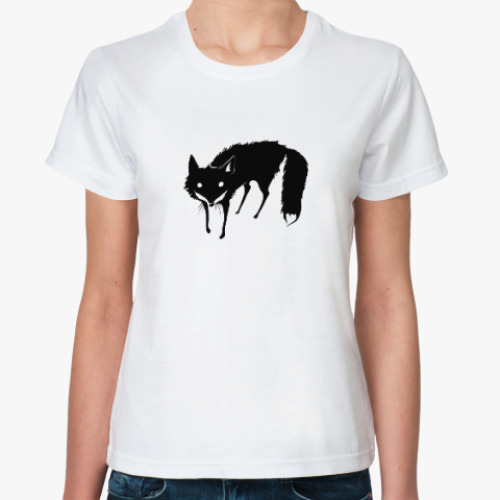 Классическая футболка с принтом Чёрная лиса