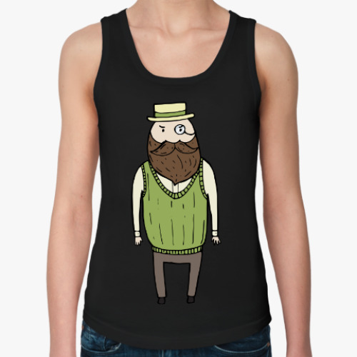 Женская майка с принтом Джентльмен с чашечкой чая