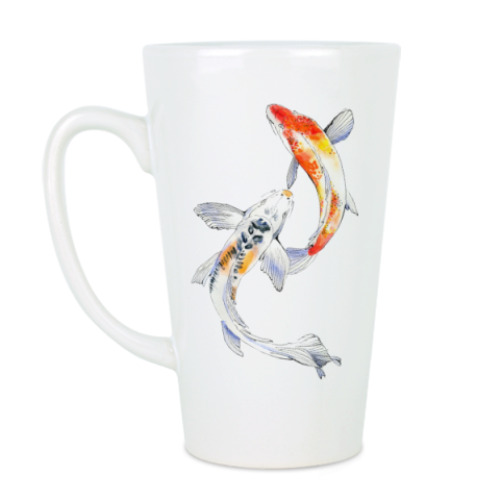 Чашка Латте с принтом Карпы кои