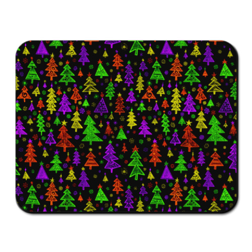 Коврик для мыши с принтом Рождественский лес