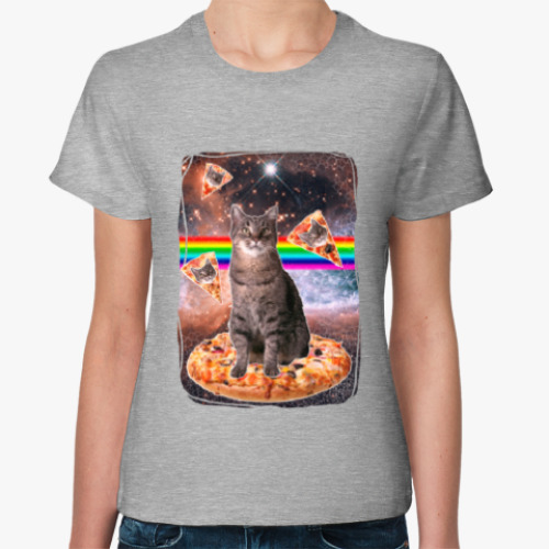 Женская футболка с принтом Космический кот