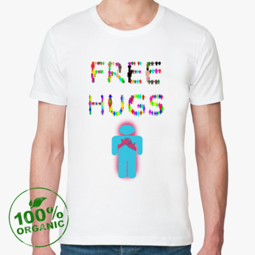Футболка из органик-хлопка с принтом Тема с Free Hugs (Обними меня)
