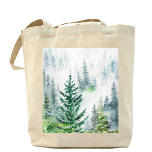 Сумка шоппер с принтом Зимний лес