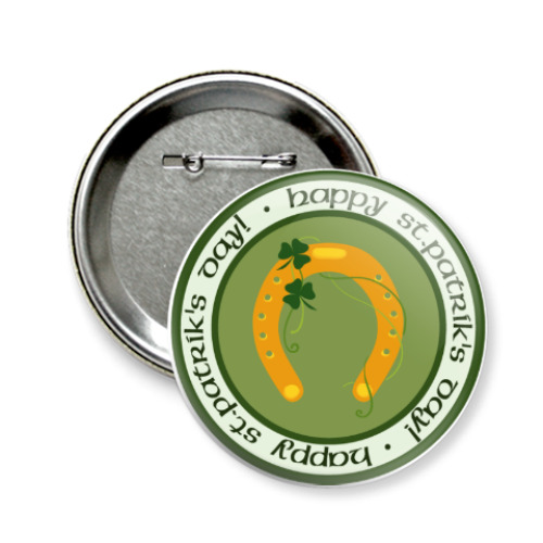 Значок 58мм с принтом Подкова - символ удачи