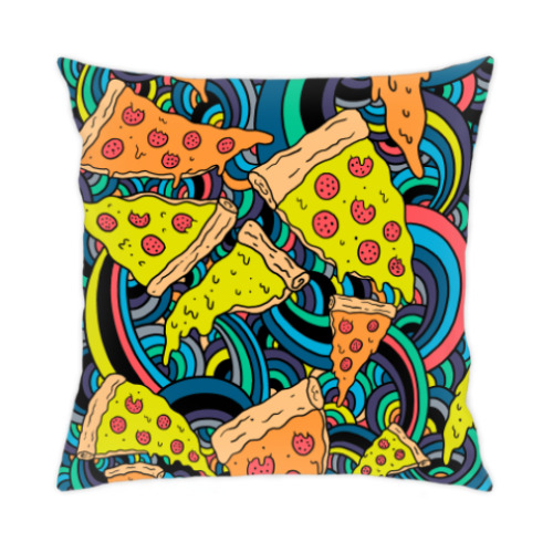 Подушка с принтом Psychodelic Pizza