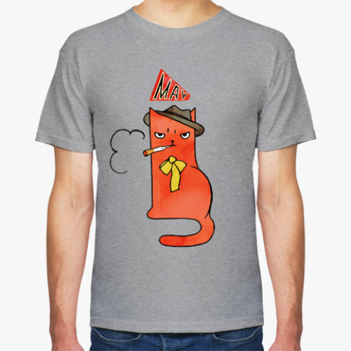 Футболка с принтом Кот в образе «Маяковский» курит