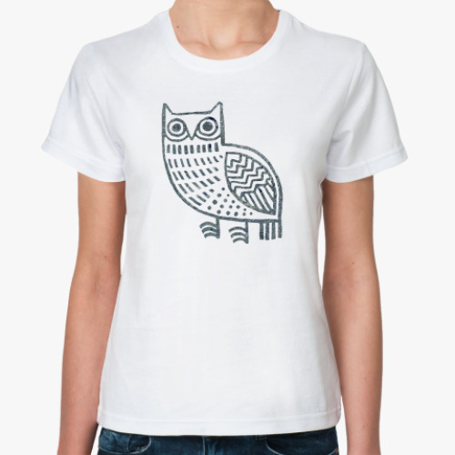 Классическая футболка с принтом  Сова