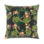 Подушка 35x35 см с цветной обратной стороной Узор. Листья и ягоды.