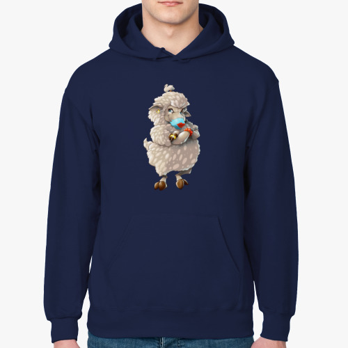 Толстовка худи с принтом Овечка на карантине