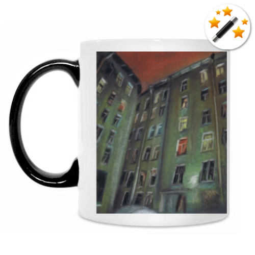 Кружка-хамелеон с принтом Красное небо над Васильевским островом