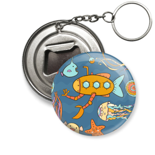 Брелок-открывашка с принтом Желтая подводная лодка