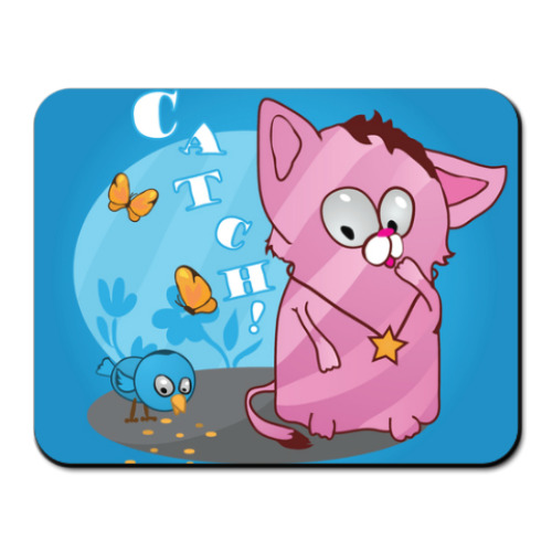 Коврик для мыши с принтом Кот-охотник