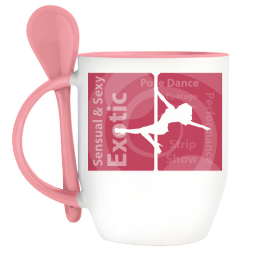 Кружка с ложкой с принтом Sensual & Sexy Exotic Pole Dance