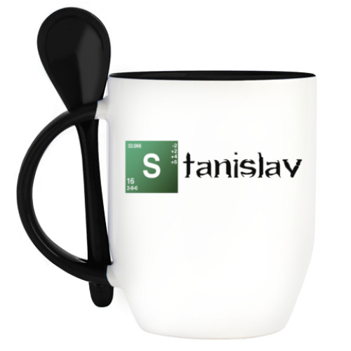 Кружка с ложкой с принтом Станислав ('Во все тяжкие')