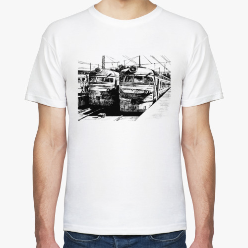 Футболка с принтом Железная дорога. Два ретро пое